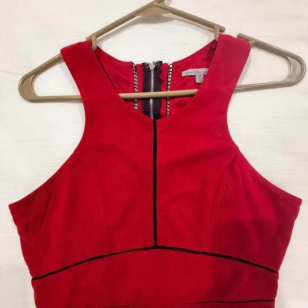 Charlotte Russe Red Crop Top with Black Trim Size M